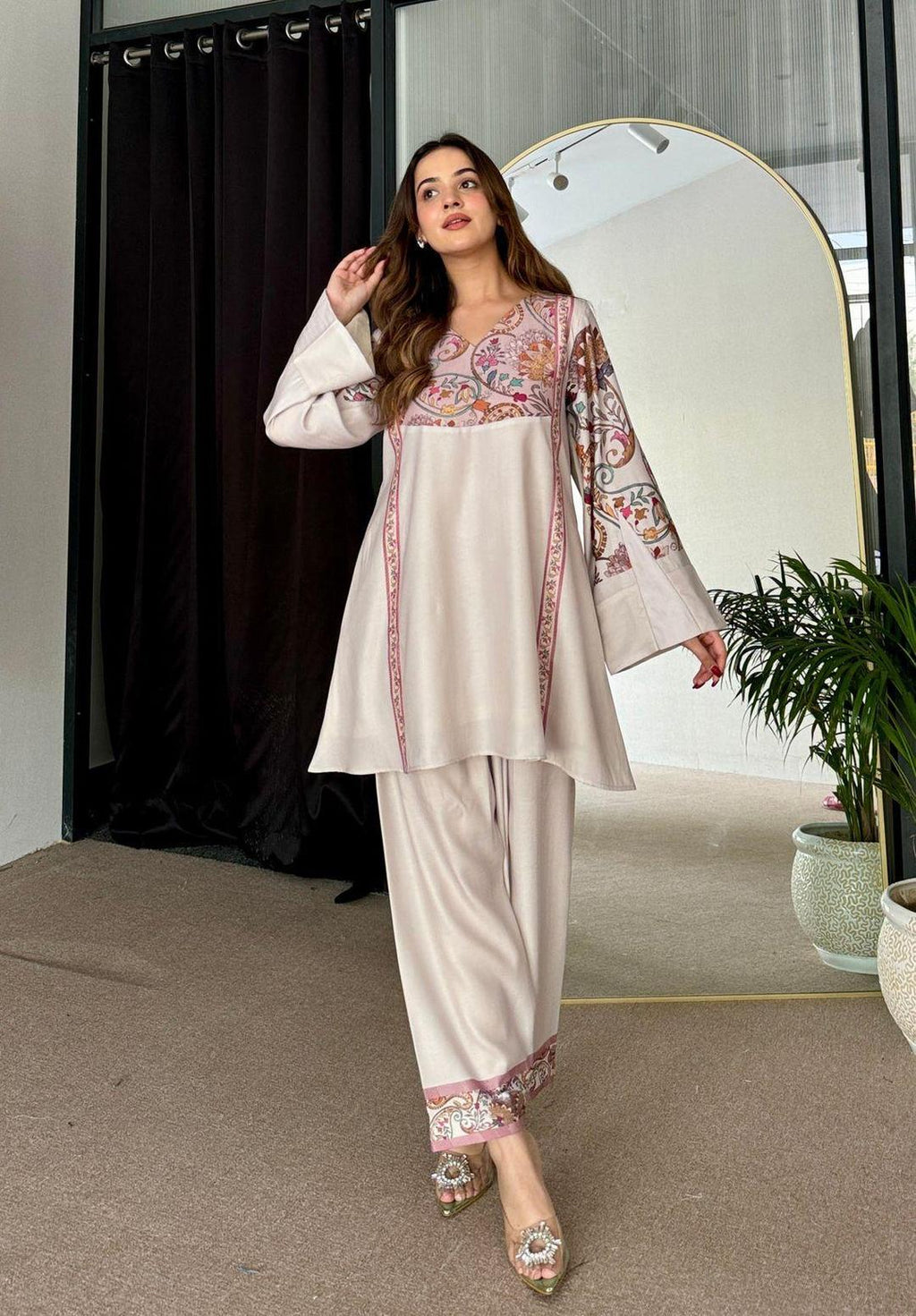 2 Pcs Women's Stitched Printed Co-Ord Set