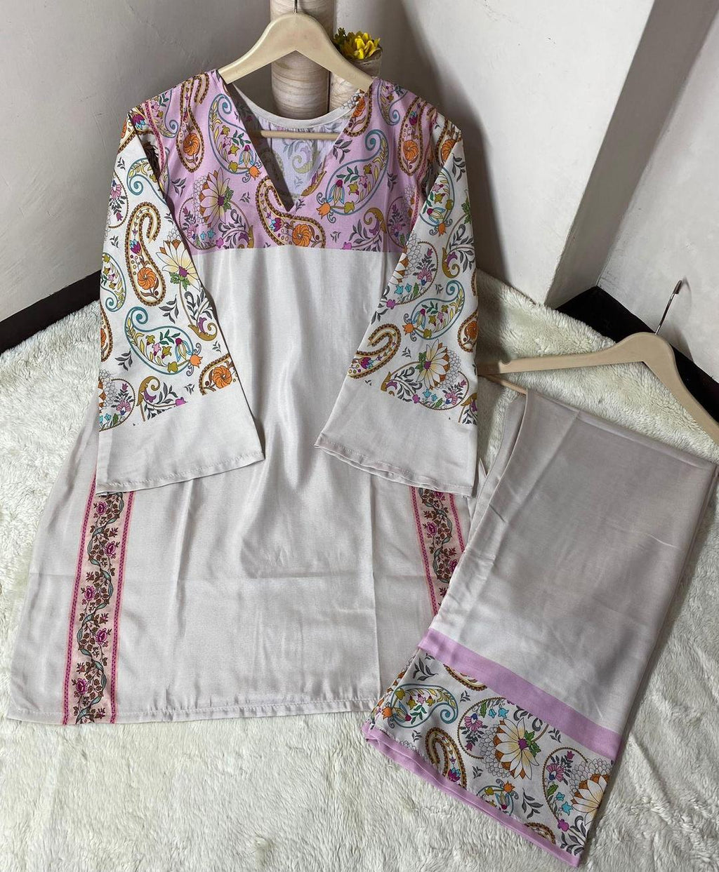 2 Pcs Women's Stitched Printed Co-Ord Set