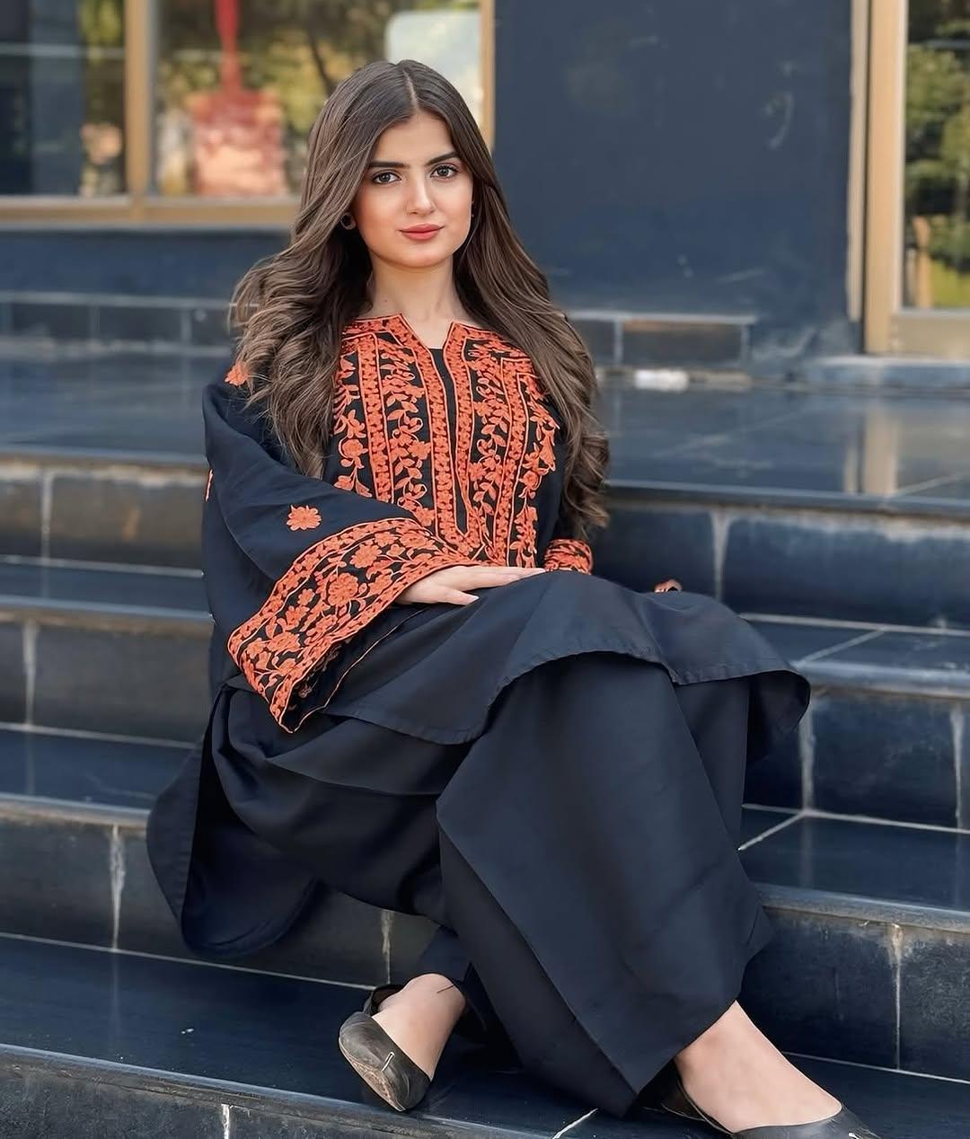 2 Pcs Women's Stitched Embroidered Shirt And Trouser