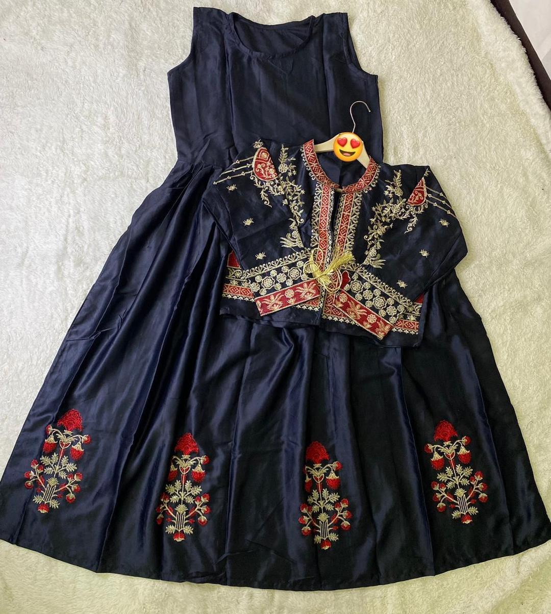 2 Pcs Women's Stitched Embroidered Maxi and Jacket