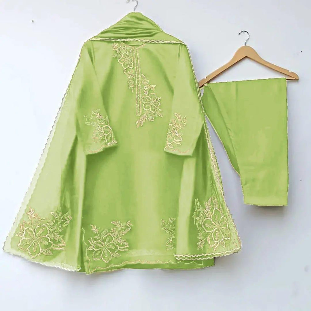 3 Pcs Women's Stitched Embroidered Suit