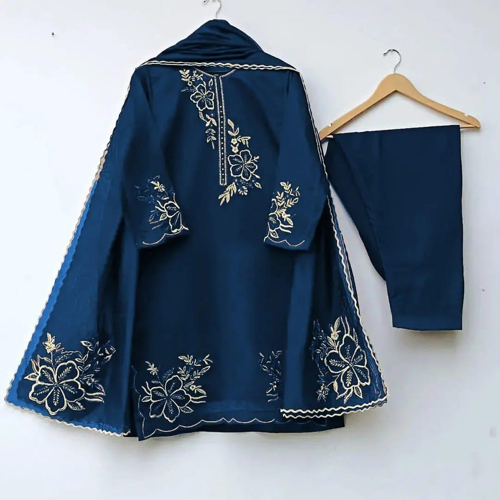 3 Pcs Women's Stitched Embroidered Suit
