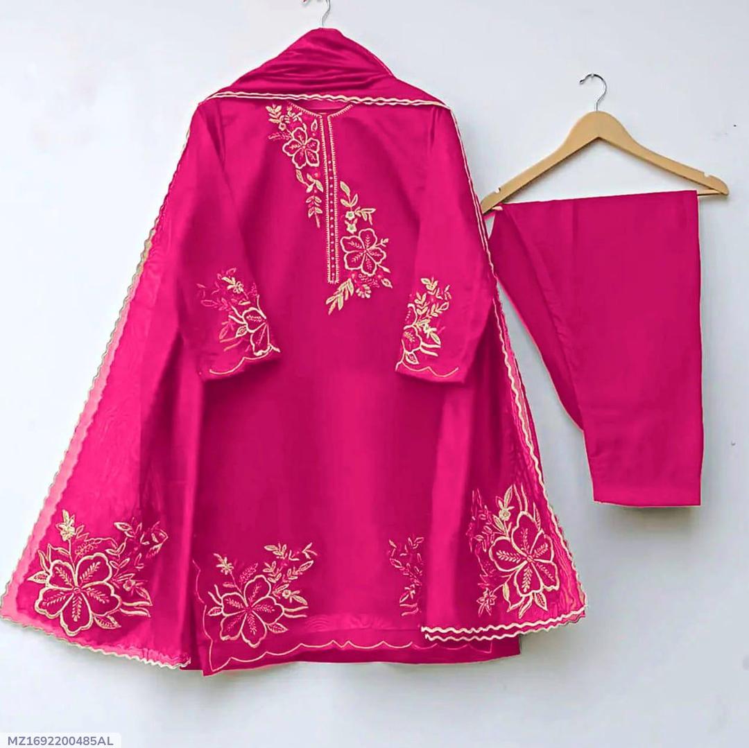 3 Pcs Women's Stitched Embroidered Suit